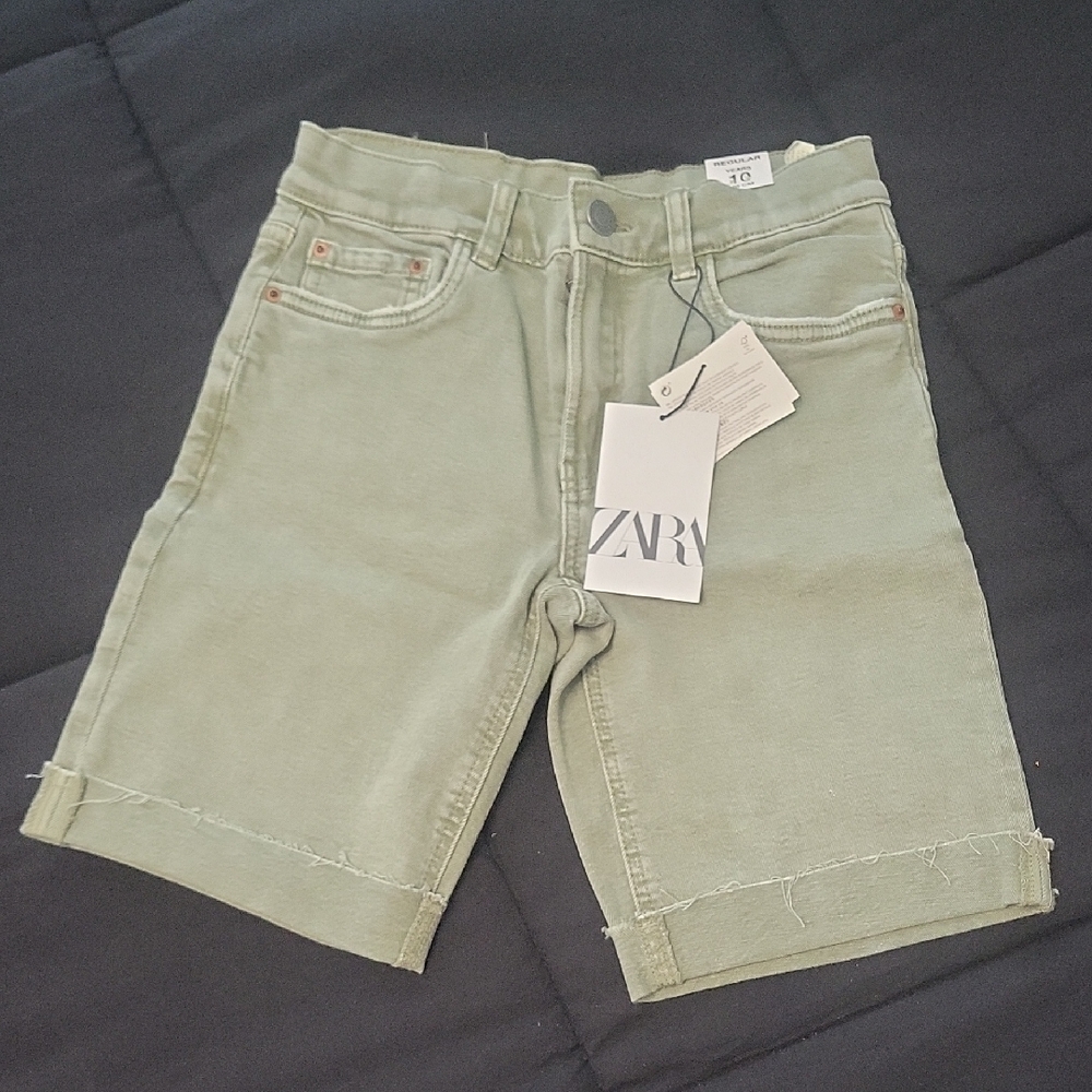ZARA Olive Green Denim Shorts